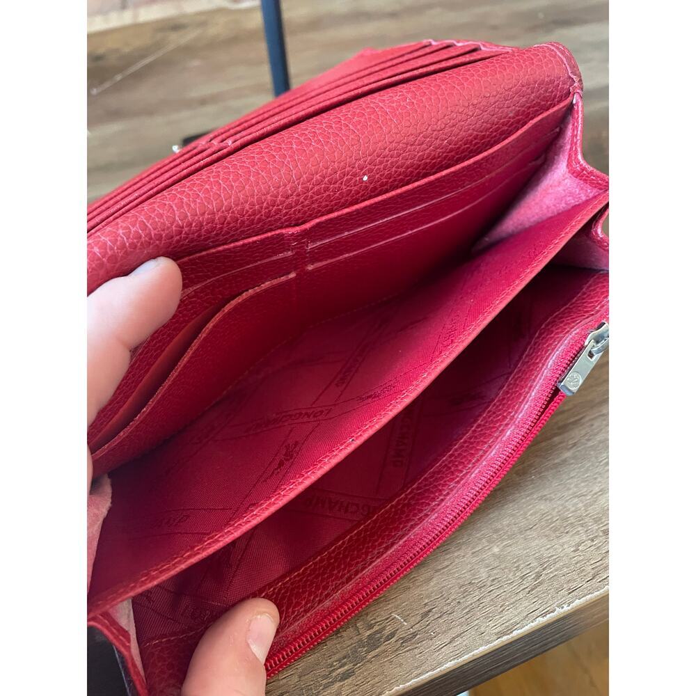 Longchamp Red Leather Envelope Wallet - Picture 2 of 6